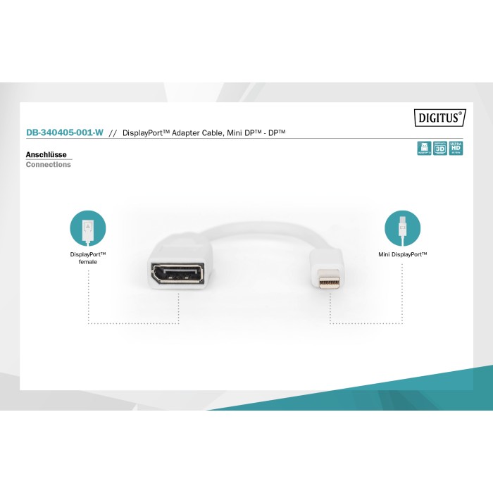 DIGITUS Cavo adattatore DisplayPort?, mini DP - DP