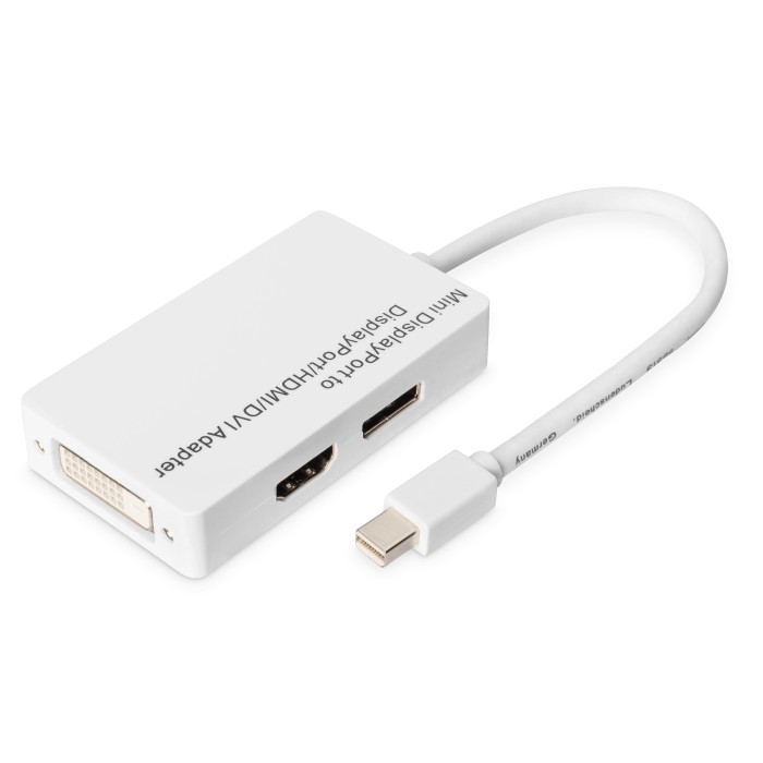 DIGITUS Adattatore / Convertitore Mini DisplayPort - da Mini DP a DisplayPort, HDMI + DVI