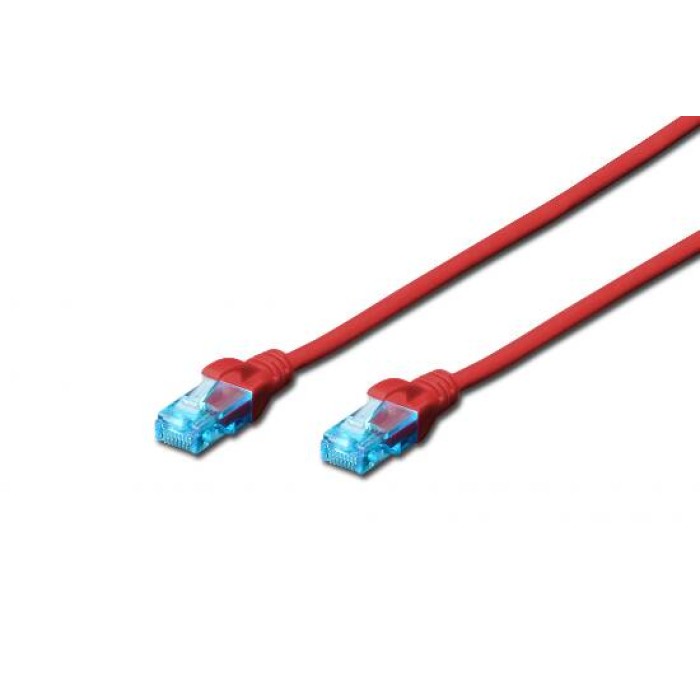 CAVO RETE UTP CAT. 5E NON SCHERMATO - LUNGHEZZA MT. 10 - COLORE ROSSO