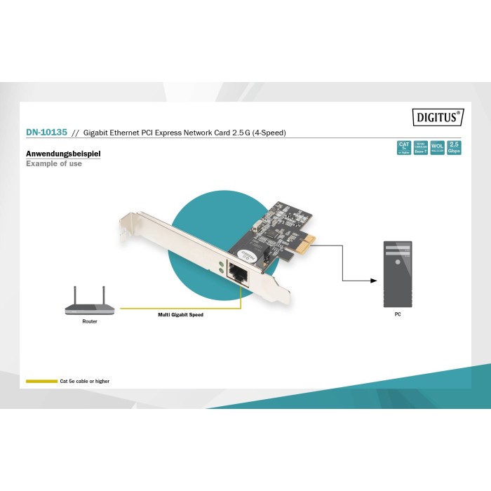 DIGITUS Scheda di rete Gigabit Ethernet PCI Express 2.5G (4 velocit?)