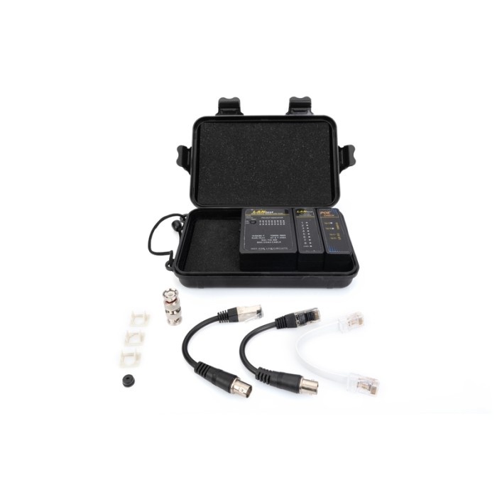TESTER CAVO, RETE RJ45, BNC DISPOSITIVO PRINCIPALE, DA REMOTO, TESTER POE, CON VALIGETTA PROTETTIVA