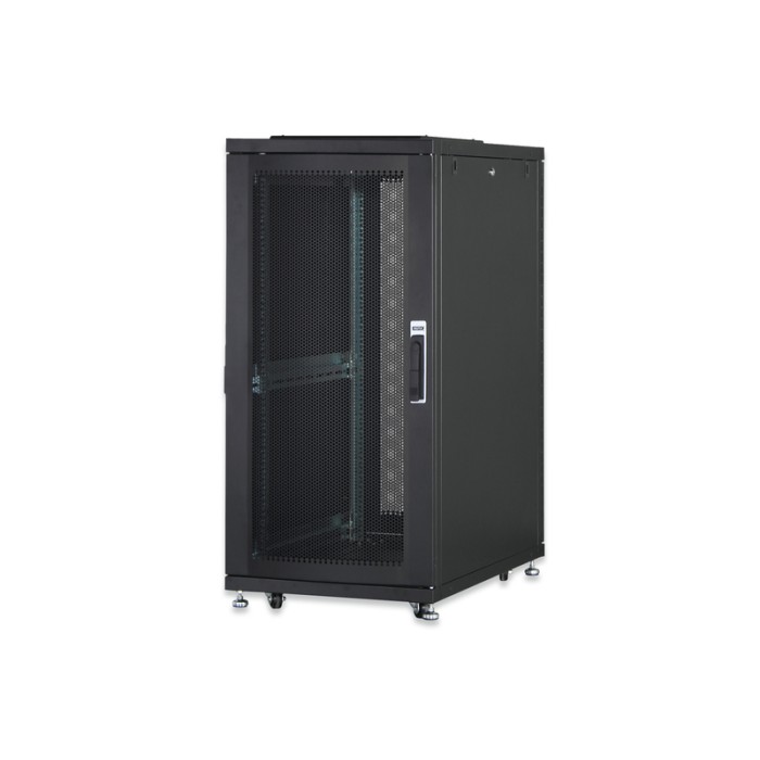 ARMADIO 36 UNITA' LINEA SERVER (A)1787 x (L)600 (P)1000MM. COLORE NERO CON PORTA TRAFORATA E RUOTE