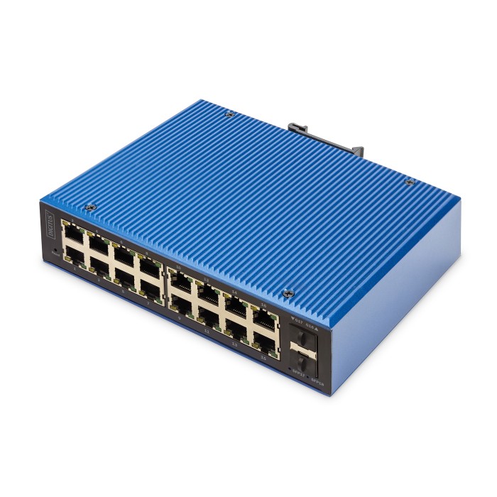 DIGITUS Switch Gigabit Ethernet PoE gestito L2 industriale 16+2 porte