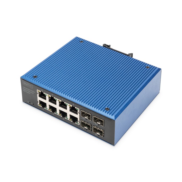 DIGITUS Switch Gigabit Ethernet PoE industriale a 8+4 porte