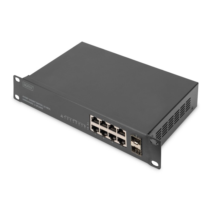 DIGITUS Switch Gigabit 8 porte, 10 pollici, non gestito, 2 Uplink