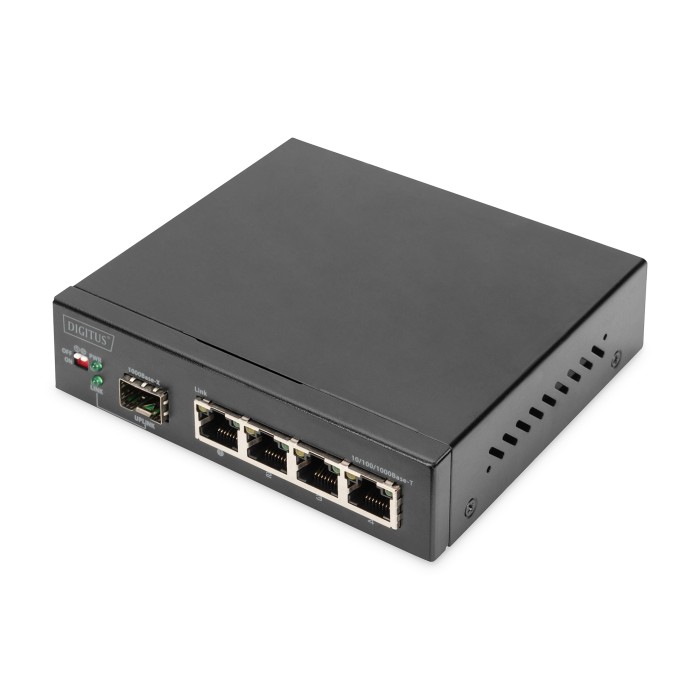 DIGITUS Switch di rete Gigabit 4 porte DIGITUS, 1 uplink SFP