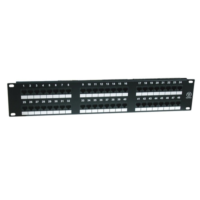 PANNELLO PATCH 19' NON SCHERMATO UTP 48 PORTE 8 POLI RJ45 PER RETI CATEGORIA 5E - 2 UNITA'