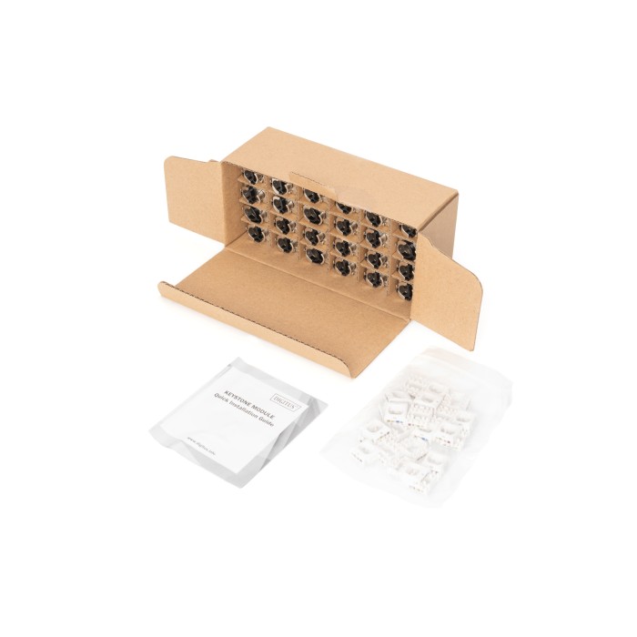 KIT 24 INSERTO JACK SCHERMATO RJ45 CATEGORIA 6A TOOLFREE