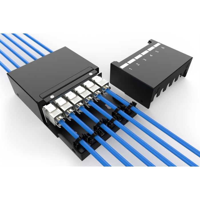 DIGITUS Scatola per punti di consolidamento, moduli Keystone a 6 porte con gestione intelligente dei cavi