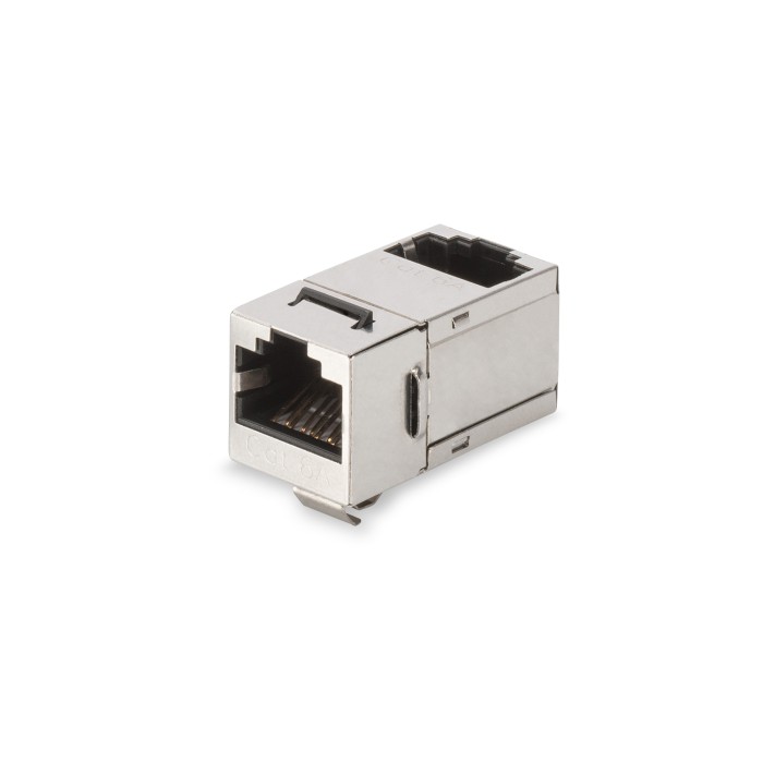 ACCOPPIATORE SCHERMATO RJ45 CAT 6A CLASSE EA ANGOLATO