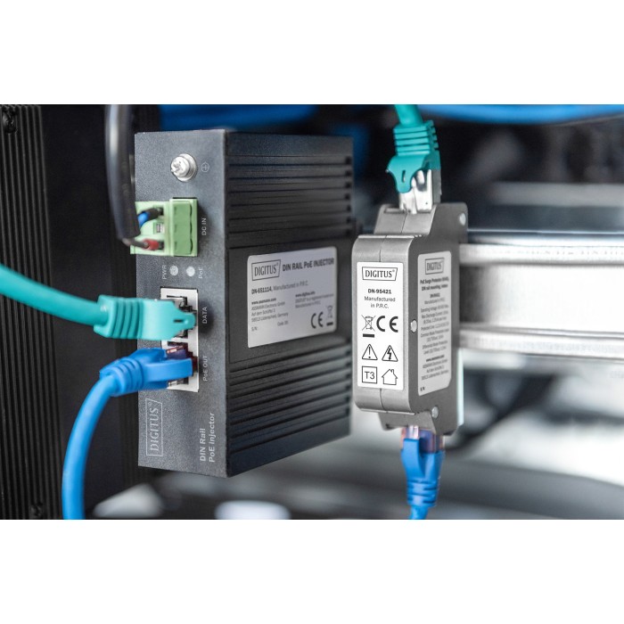 DIGITUS Surge protector PoE (RJ45), montaggio su guida DIN, indoor