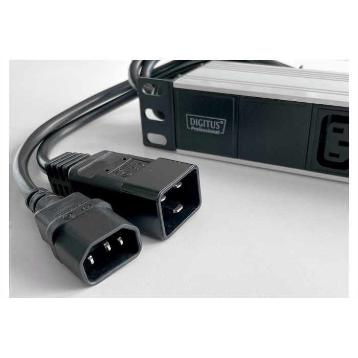 Multiple socket outlet with aluminium profile, 4x C13, 4x C14, 2x 16A plug, open end