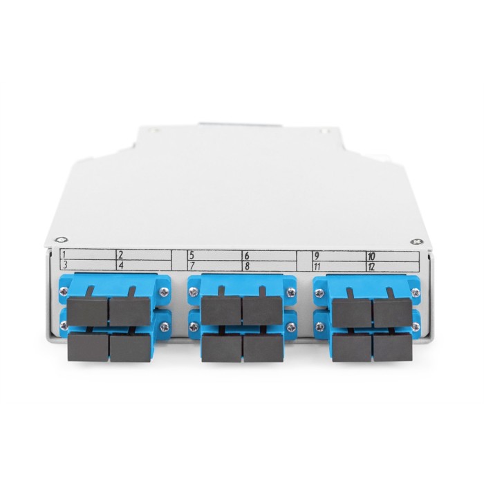 Scatola per guida top-hat in fibra ottica, OS2, equipaggiata, con adattatore SC e pigtail