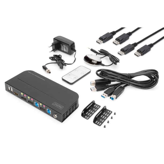 SWITCH KVM DIGITUS 2 PORTE 4K60Hz, 2 x DP in, 1 x DP/HDMI out