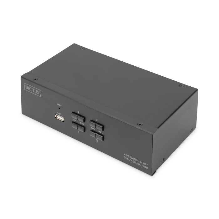 KVM Switch, 4 Porte per un monitor 4K, tastiera e mouse, con due video HDMI