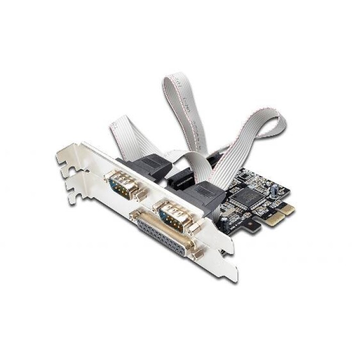 SCHEDA PCI EXPRESS CON 2 PORTE SERIALI 9 POLI E 1 PORTA PARALLELA 25 POLI