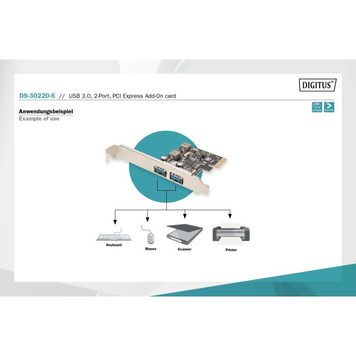 DIGITUS USB 3.0, 2 porte, scheda PCI Express Add-On