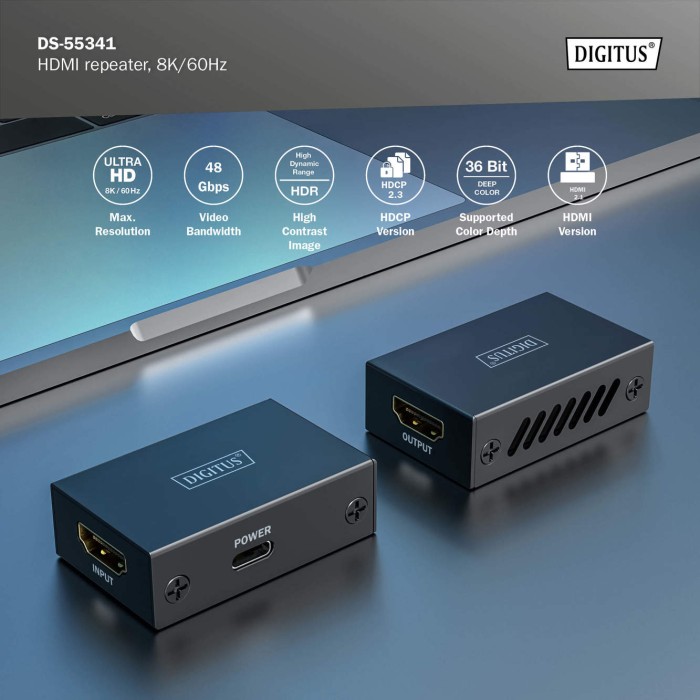 Ripetitore HDMI 8K/60Hz (10 m 8K/60), (13 m 4K/60Hz)