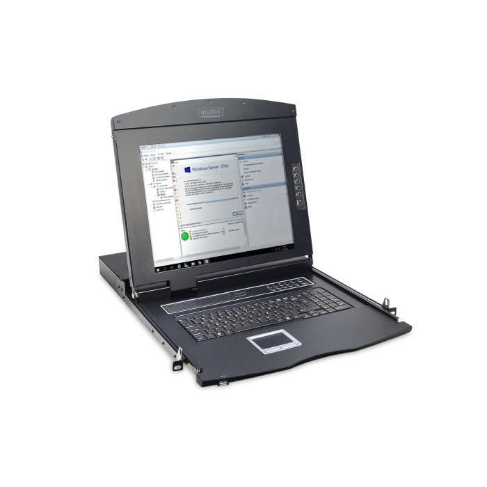 CONSOLE 17' PER RACK 19' CON SWITCH KVM 8 PORTE TASTIERA ITALIANA