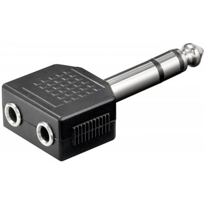 ADATTATORE 6.35MM 3 PIN STEREO - 2x 3.5 MM FEMMINA 3 PIN STEREO
