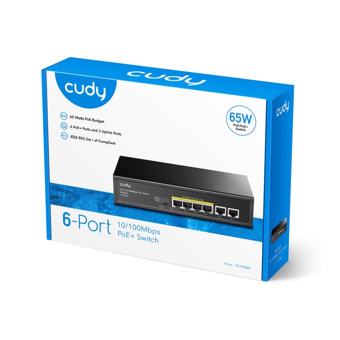 Switch PoE a 4 FE con 2 Uplink FE