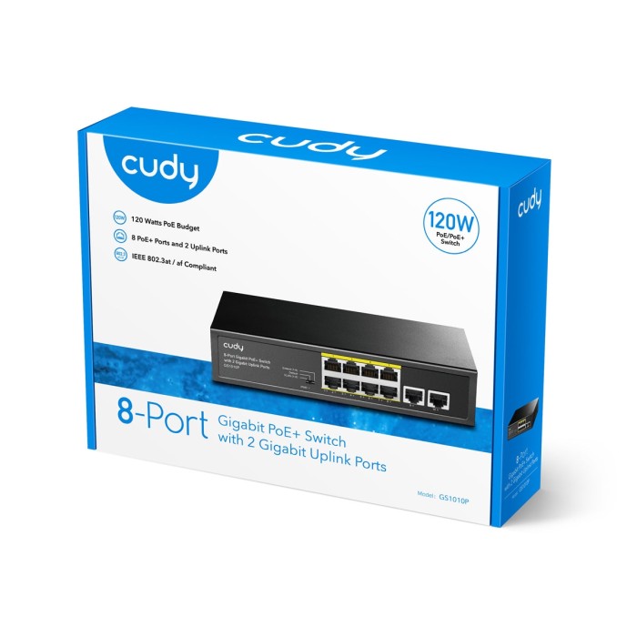Switch Gigabit PoE+ a 8 porte con 2 porte Uplink Gigabit