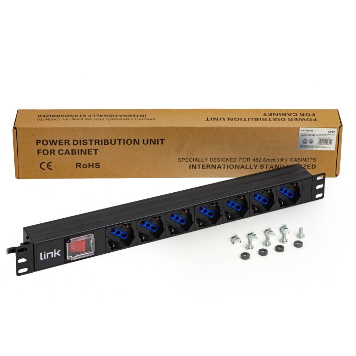 MULTIPRESA DA RACK 19' 7 PRESE UNIVERSALI CON INTERRUTTORE SPINA ITALIANA 16A CAVO MT 3