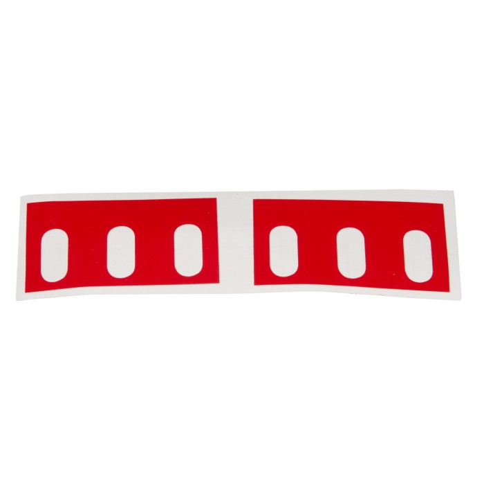 CONFEZIONE 5 COPPIE ETICHETTE ROSSE PER SUPPORTI LATERALI 19' MULTIPRESE RACK