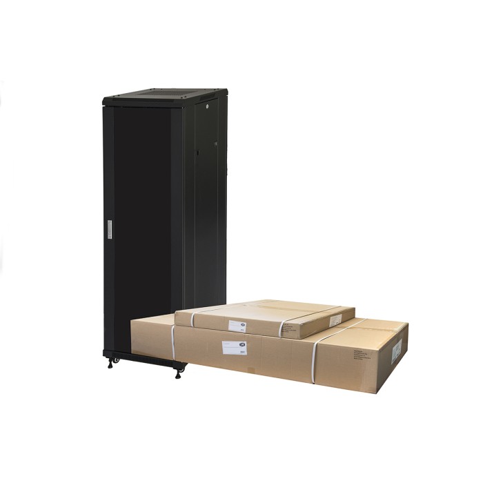 ARMADIO RACK 19' 42U (A)2055, (L)600, (P)1000 COLORE NERO PORTA VETRO DISASSEMBLATO