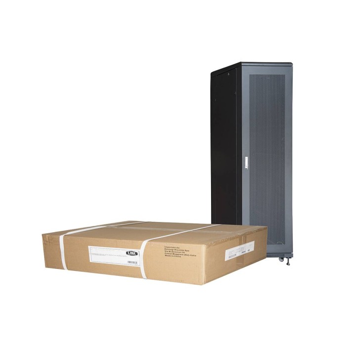 ARMADIO RACK 19' 42U (A)2055, (L)800, (P)1000 PORTA TRAFORATA COLORE NERO CON GUIDACAVI LATERALE DA ASSEMBLARE