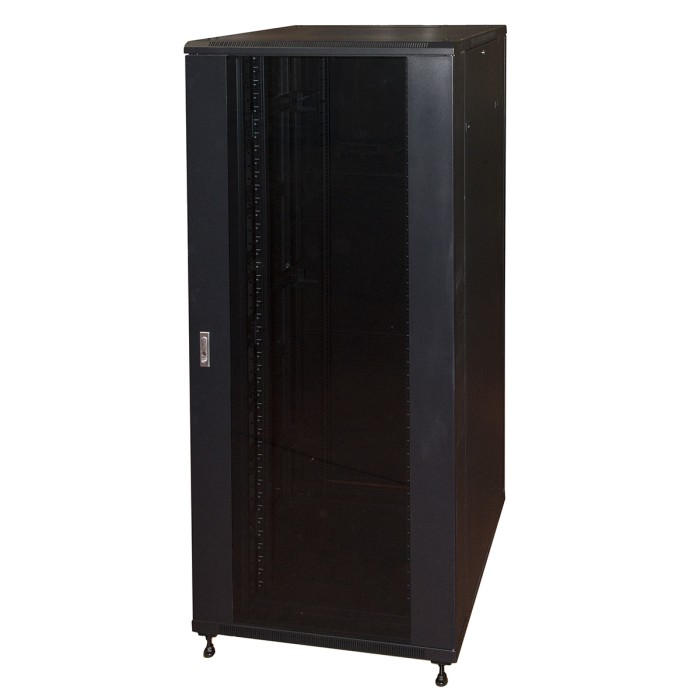 ARMADIO RACK 19' 42U (A)2055, (L)800, (P)800 COLORE NERO PORTA VETRO CON GUIDACAVI LATERALE