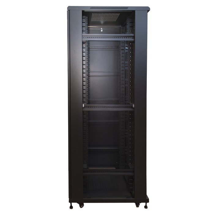 ARMADIO RACK 19' 42U (A)2055, (L)800, (P)800 COLORE NERO PORTA TRAFORATA CON GUIDACAVI  LATERALE