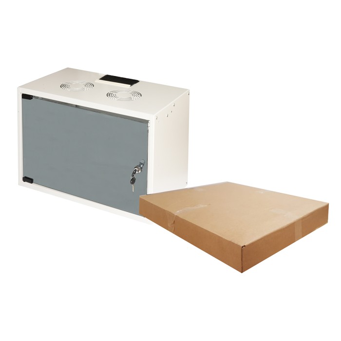 ARMADIO RACK 19' DISASSEMBLATO 6 UNITA' DA MURO PER RETI (A)370 X (L)540 X (P) 300 MM COLORE GRIGIO PORTA VETRO