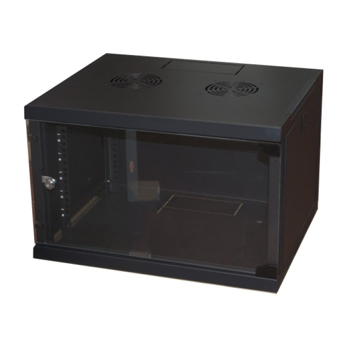 ARMADIO RACK 19' 6 UNITA' DA MURO PER RETI (A)350 X (L)540 X (P) 450 MM COLORE NERO PORTA VETRO