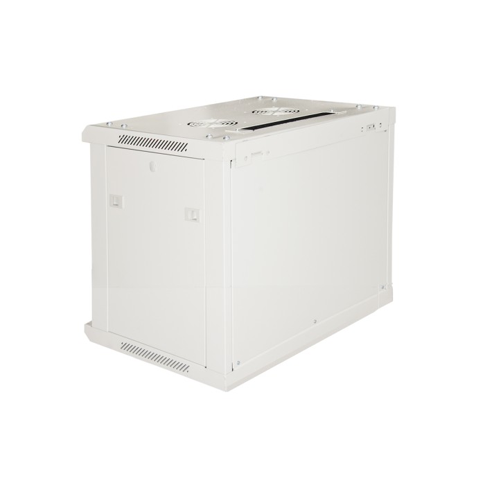 ARMADIO RACK 19' 6 UNITA' DA MURO (A) 370 x (L) 600 x (P) 450 GRIGIO DISASSEMBLATO PORTA VETRO