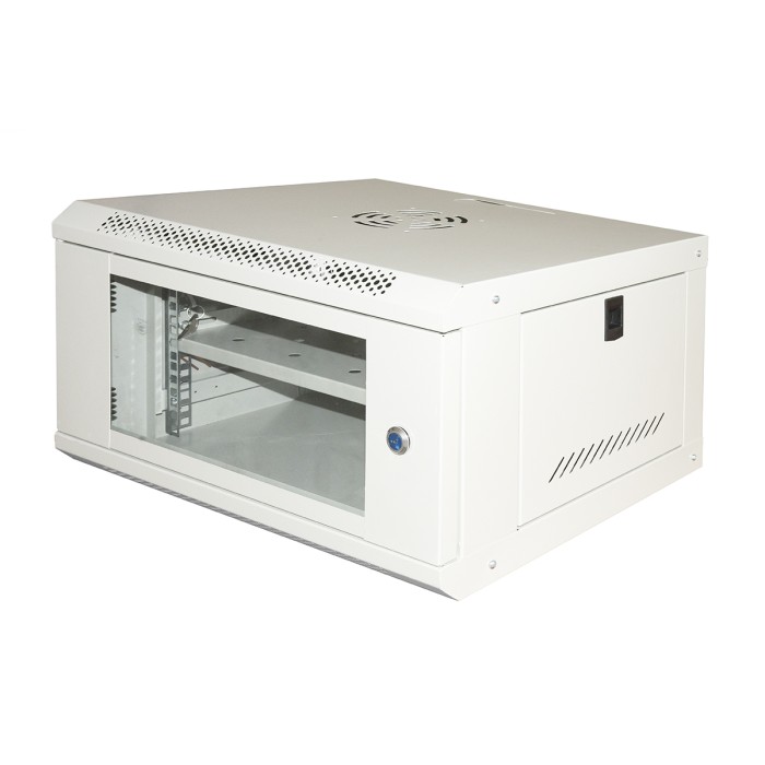 ARMADIO RACK 19' 6U LINK SERIE LIGHT COLORE GRIGIO CON PORTA VETRO (AxPxL) MM 300X400X530 RIPIANO INCLUSO