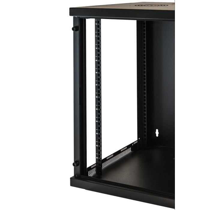 ARMADIO RACK 19' 12 UNITA' DA MURO (A)620X (L)540 X PROFONDITA' 600 MM. COLORE NERO PORTA VETRO