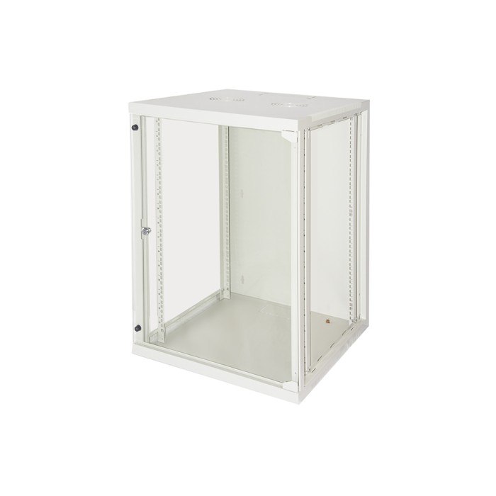 ARMADIO RACK 19' 15 UNITA' DA MURO (A)750X (L)540X (P) 600 MM. COLORE GRIGIO CHIARO, PORTA A VETRO.