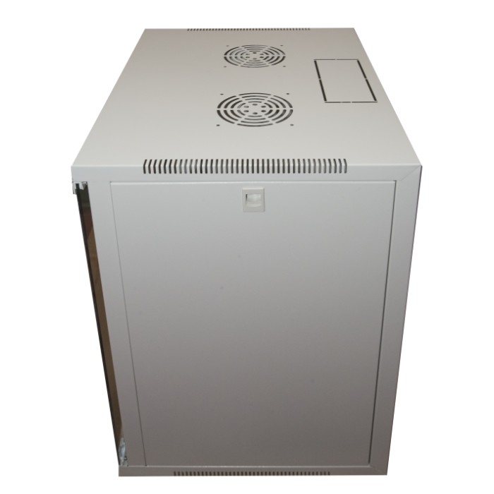 ARMADIO RACK 19' 15 UNITA' DA MURO PER RETI (A)750 X (L)540 X (P) 450 MM COLORE GRIGIO PORTA VETRO