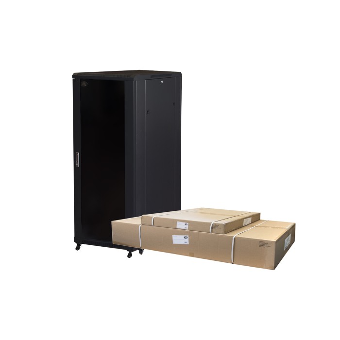 ARMADIO RACK PER RETI 19' 22U (A)1166, (L)600, (P)800 COLORE NERO PORTA VETRO DISASSEMBLATO