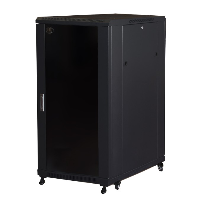 ARMADIO RACK PER RETI 19' 22U (A)1166, (L)600, (P)800 COLORE NERO PORTA VETRO