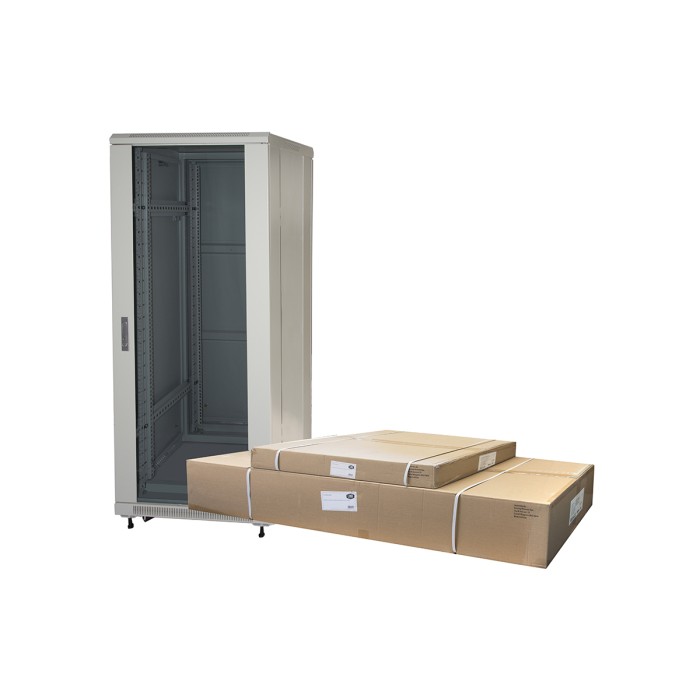 ARMADIO RACK 19' 27U (A)1388 (L)600 (P)1000 COLORE GRIGIO PORTA VETRO DISASSEMBLATO