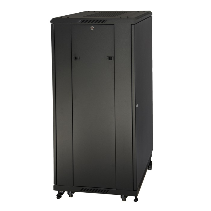 ARMADIO RACK 19' 27U (A)1388 (L)600 (P)600 COLORE NERO PORTA VETRO DA ASSEMBLARE