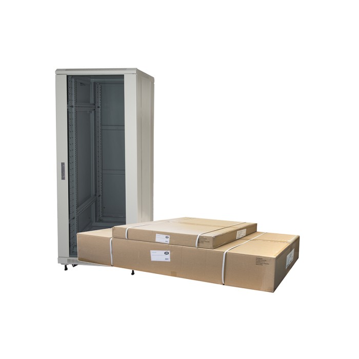 ARMADIO RACK 19' 27U (A)1388 (L)600 (P)600 COLORE GRIGIO PORTA VETRO DISASSEMBLATO