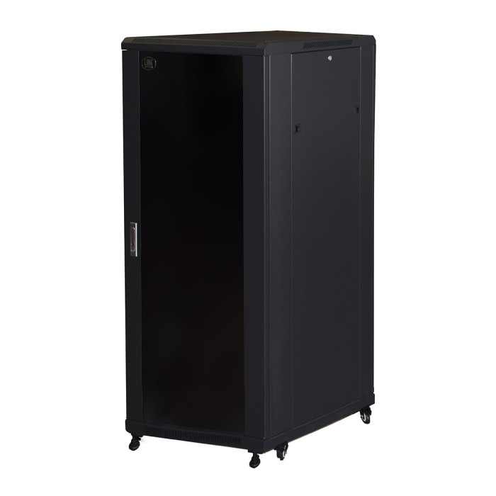 ARMADIO RACK 19' PER RETI 32U (A)1610, (L)600, (P)800 COLORE NERO PORTA VETRO