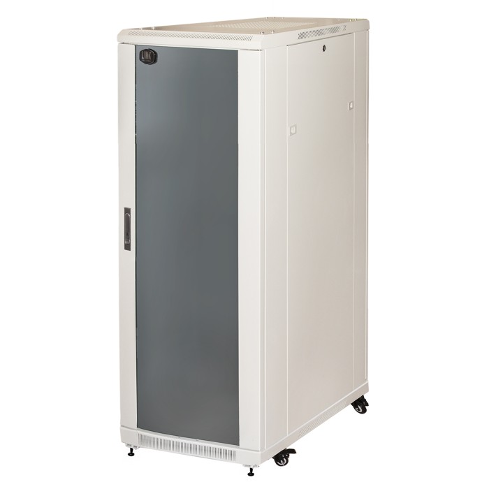ARMADIO RACK 19' PER RETI 32U (A)1610, (L)600, (P)800 COLORE GRIGIO PORTA VETRO