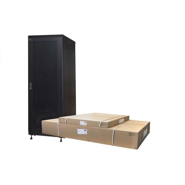 ARMADIO RACK 19' PER RETI 37U (A)1833, (L)600, (P)1000 COLORE NERO PORTA TRAFORATA DISASSEMBLATO