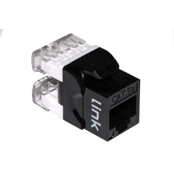 PRESA RETE KEYSTONE JACK RJ45 CATEGORIA 5E UTP COLORE NERO 180? CONTATTI DORATI 50 MICRON