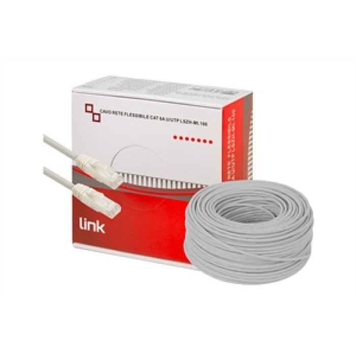MATASSA CAVO RETE CATEGORIA 6A NON SCHERMATO UTP AWG24 HALOGENFREE FLESSIBILE COLORE GRIGIO MT.100