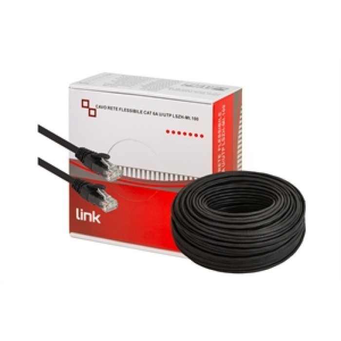 MATASSA CAVO RETE CATEGORIA 6A NON SCHERMATO UTP AWG24 HALOGENFREE FLESSIBILE COLORE NERO MT.100